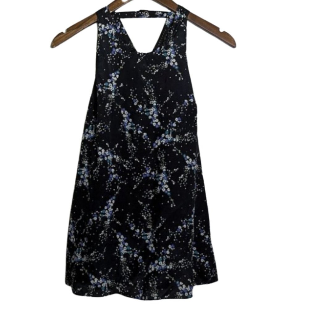 Nordstrom Black Floral Open Back Tank Top